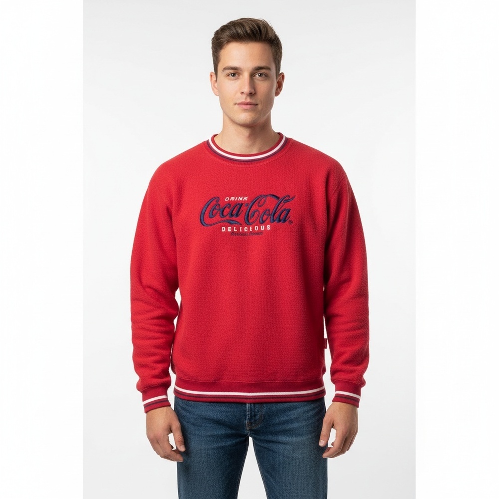 Vintage Coca-Cola Graphic Sweatshirt Red Crewneck Unisex L/XL Made in Swaziland